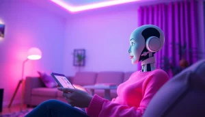 Engaging user experience in a cozy digital space featuring AI character interactions focused on sex chat ai.