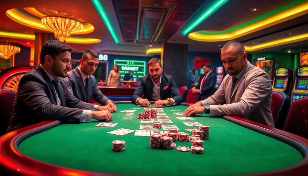 Experience the excitement of poker at RR88 with vibrant casino visuals.