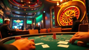 SODO Casino showcases an exciting poker scene with players and betting chips in an elegant setting.