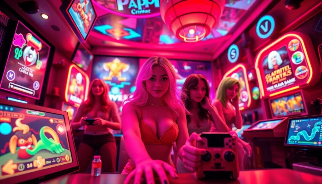 Exciting scenes of engaging characters from html porn games in a vibrant gaming environment.