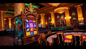 Experience the thrill of winning with the olympus slot machine in a luxurious casino setting.