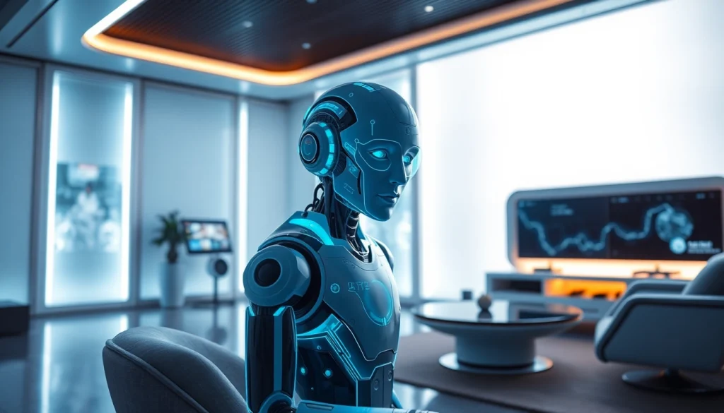 Immersive NSFW AI chatbot interaction in a modern futuristic setting.