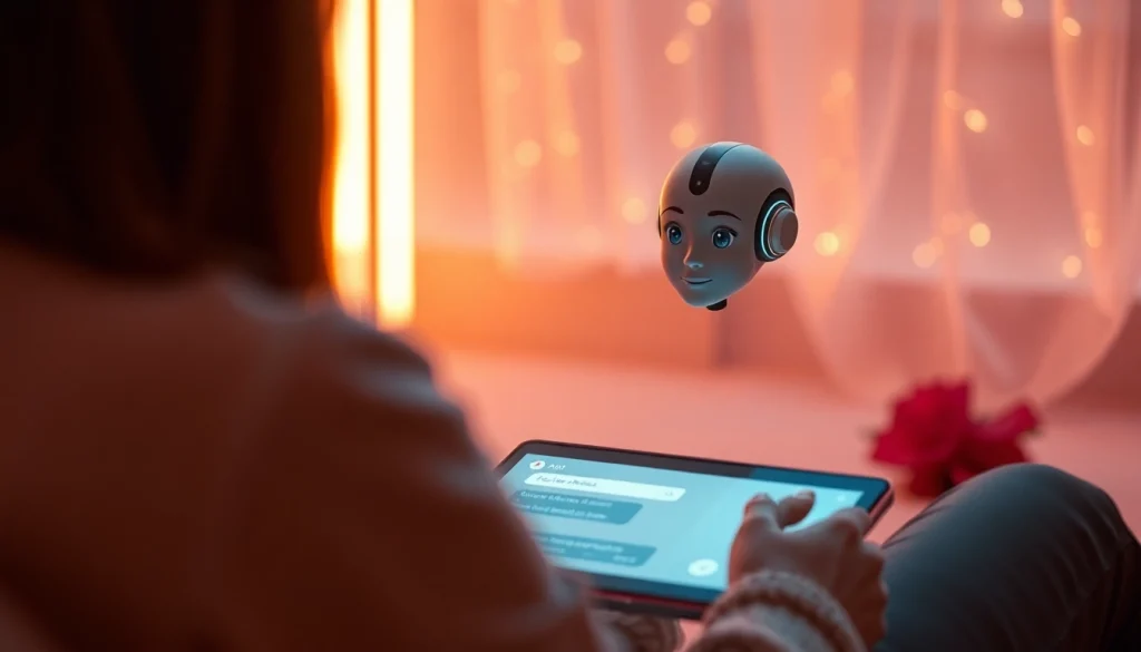 Engaging AI sex chat experience with a futuristic interface and friendly avatar.