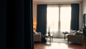 Verduisterende gordijnen in een stijlvolle kamer die een warme sfeer creëert.