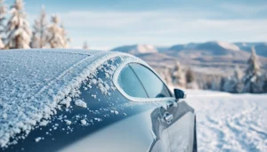 Winter car protection Chattanooga: A sleek car surrounded by snow, highlighting winter readiness.