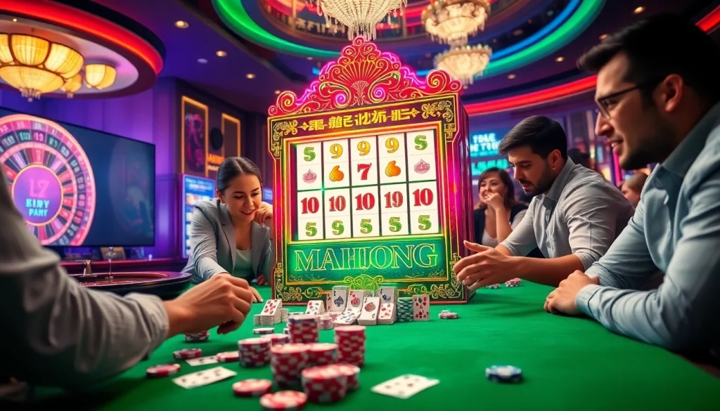 Experience the mahjong slot demo with engaging gameplay on a luxurious casino floor.