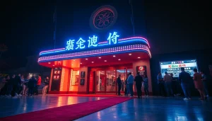 ผู้คนรอเข้าชม ดูหนัง ที่ทางเข้าภาพยนตร์สุดคลาสสิก