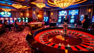Ressentez l'excitation dans un casino fiable en ligne avec une roulette vibrante et des joueurs enthousiastes.