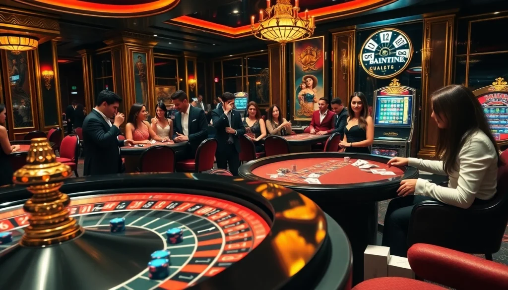 Découvrez l'excitation du casino en ligne français avec une table luxueuse et des éléments de jeu vibrants.
