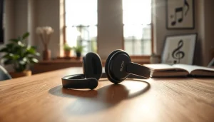 Showcasing Bone X1 Bone Conduction Headphones with a modern design on a desk, emphasizing their ergonomic features