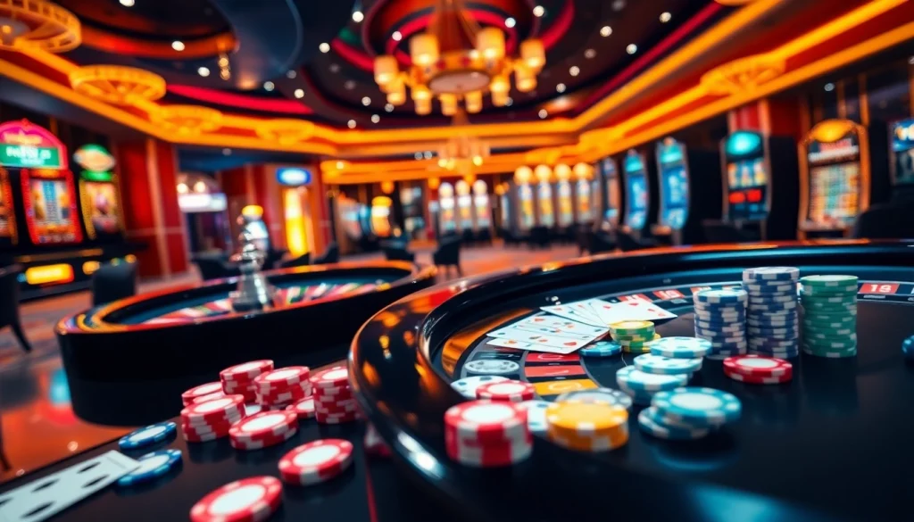 Experience the excitement of RR88 with an engaging casino scene featuring roulette, poker chips, and vibrant energy.