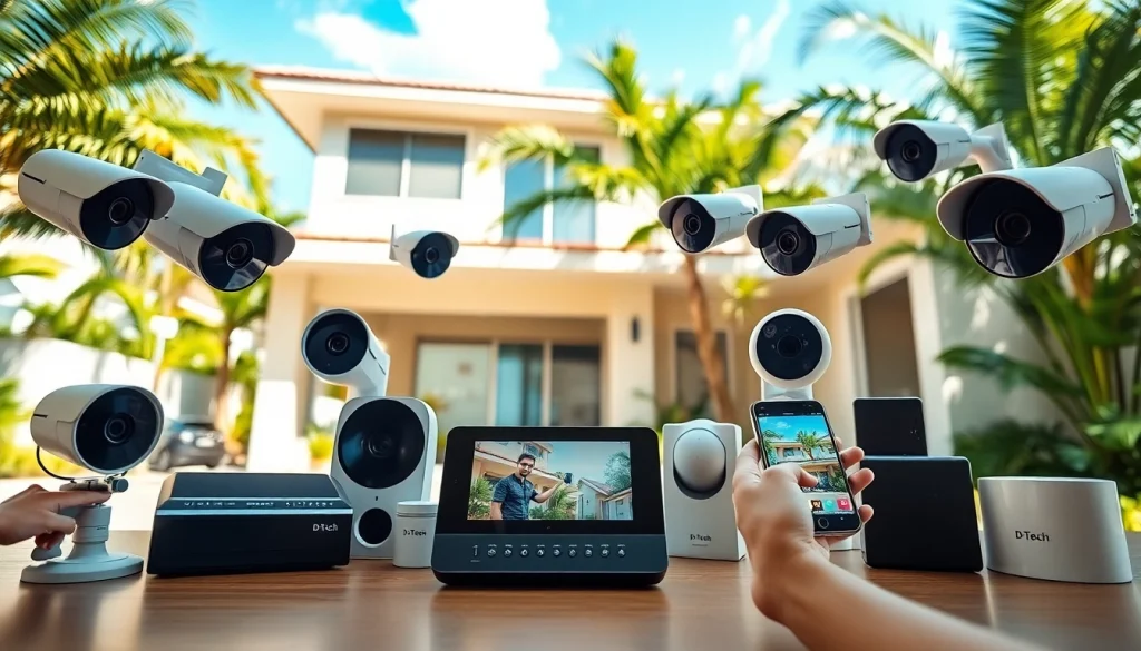 Cámaras de seguridad en Guanacaste destacando la tecnología de seguridad avanzada de D-Tech en un hogar moderno.