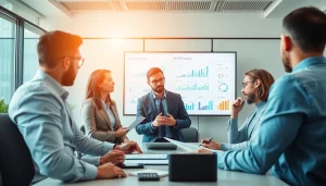 Business team discussing Bid-No-Bid Analysis strategies in a modern office context.